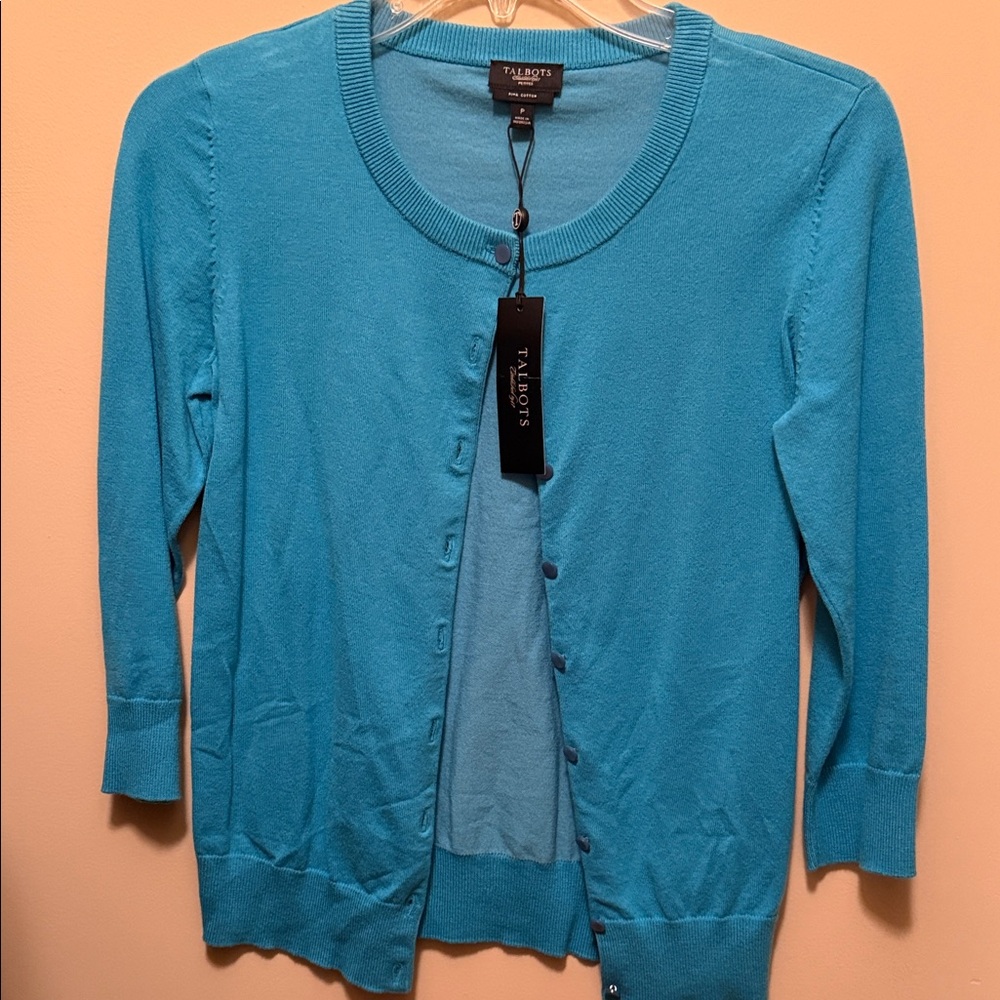 Talbots Turquoise Button-Up Cardigan